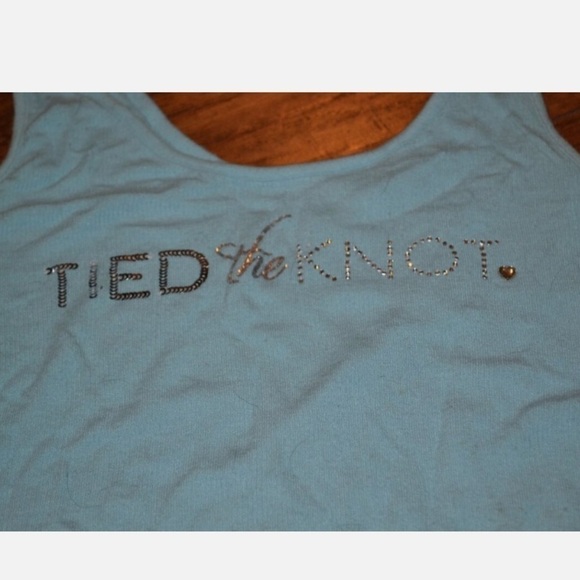 Victoria’s Secret Tied The Knot Blue Ribbed Tank Top NEW Medium Bridal I Do - Picture 2 of 6